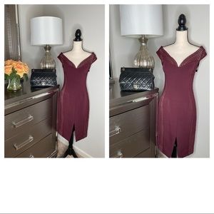𝅺🤩🤩NWT Nicholas Cold Shoulder Bandage Dress Knee-Length Plum
 US 4